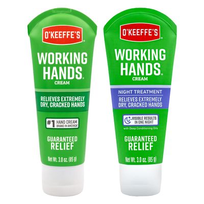 O&#39;Keeffe&#39;s Working Hands Hand Cream; 3 oz Tube and Night Treatment Hand Cream; 3 oz Tube