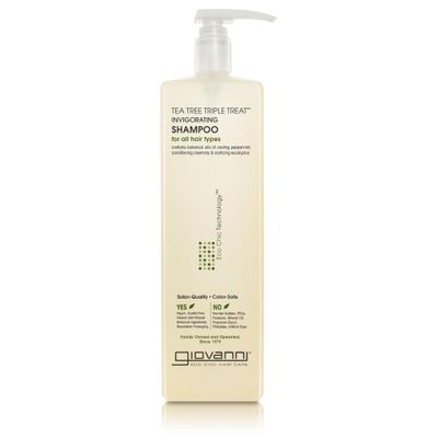 GIOVANNI Tea Tree Triple Treat Invigorating Shampoo - Cooling Peppermint, Eucalyptus &amp; Rosemary, Helps Strengthen &amp; Rejuvenate Hair &amp; Scalp, Salon Quality, Paraben Free, Tea Tree Shampoo - 24 oz
