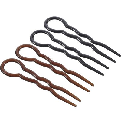Bememo 20 Pieces Grip Hair Pins for Thick Hair U Shaped Hair Pin French Simple Fast Spiral Hair Braid Twist Styling Clip Pin for Lady Women, Black and Brown