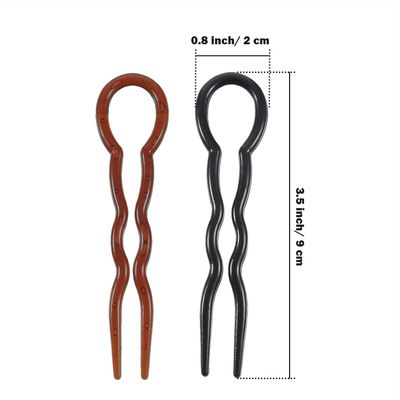 Bememo 20 Pieces Grip Hair Pins for Thick Hair U Shaped Hair Pin French Simple Fast Spiral Hair Braid Twist Styling Clip Pin for Lady Women, Black and Brown