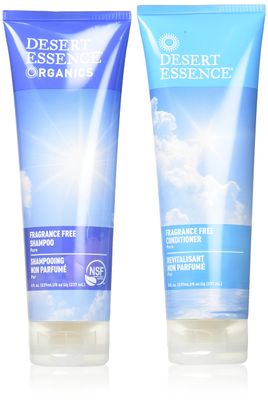 Desert Essence Fragrance Free Shampoo &amp; Conditioner Bundle - 8 Fl Ounce - Pure - Vitamin B5 - Green Tea - Softer, Shinier &amp; More Manageable - Aloe Vera - Unscented