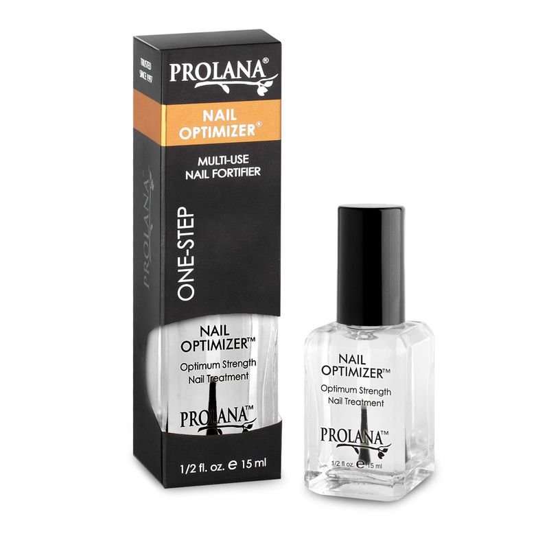 Prolana Nail Optimizer, Extra Strong Nail Strengthener Base Coat for Weak and Damaged Nails, Nail Growth &amp; Prevents Nails from Peeling, Brittle Nails, Stops Slipts, Chips &amp; Strengthens Nails, 0.5 oz