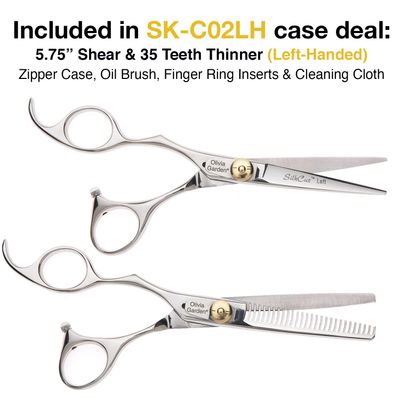 Olivia Garden SilkCut Professional Hairdressing Left Handed Shear and Thinner Intro Case (5.75")