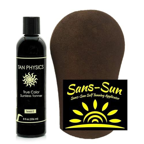 Tan Physics Self Tanner, 8 Fl oz with Tanning Mitt - Tan Physics True Color Sunless Tanner - Tan Physics Sunless Tanner - Self Tanners Best sellers - Fake Tan, Quick Tan &amp; Sunless Tan