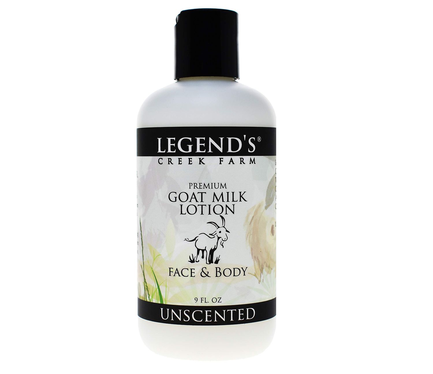 Legend&#39;s Creek Farm Goat Milk Lotion - Moisturizing Goat Milk Body Lotion for Body, Hand &amp; Face - 9 oz Body Moisturizer with Shea Butter, Sunflower Oil, Aloe, Handmade in USA (Unscented L.)