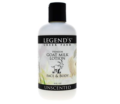 Legend&#39;s Creek Farm Goat Milk Lotion - Moisturizing Goat Milk Body Lotion for Body, Hand &amp; Face - 9 oz Body Moisturizer with Shea Butter, Sunflower Oil, Aloe, Handmade in USA (Unscented L.)