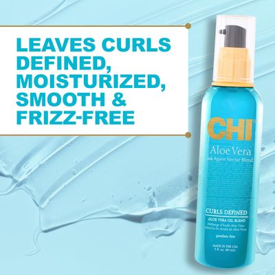 CHI Aloe Vera Oil, Add Strength, Shine &amp; Moisture To Weak Hair, For Curly Hair Types, Sulfate, Paraben, &amp; Cruelty-Free, 3 Oz.