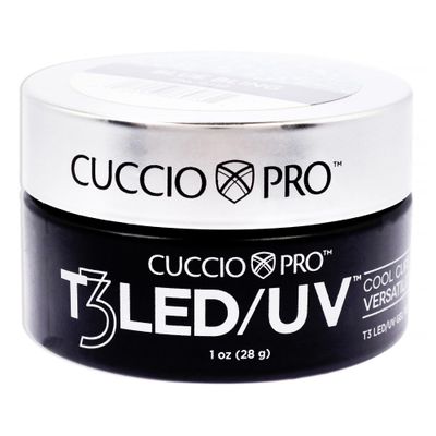 Cuccio Pro T3 LED/UV Cool Cure Versatility Gel - Self-Levelling - Incredibly Flexible - Strong Adhesion - High Shine Finish - Fast Application - Quick Cure - Blue Bling - 1 Oz Nail Gel