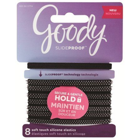 Goody Elastic Slideproof Bands, Black, 8 Ct