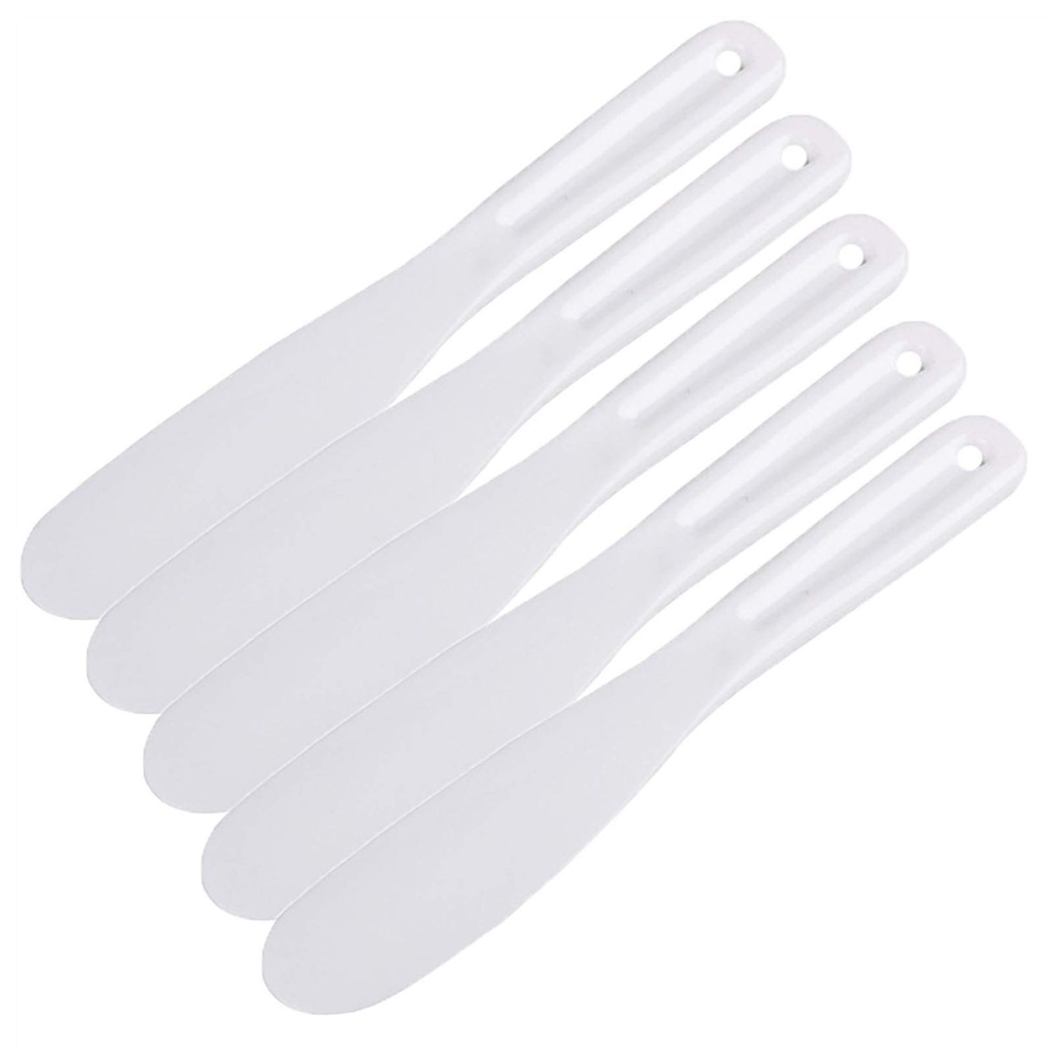 LARATH 5 Pieces Cosmetic Mask Mixing Spoon Spatulas Facial Cream Skin Care Brushes Applicator Face Beauty Scoop Stirring Stick DIY Makeup Tools for Women Girls, White