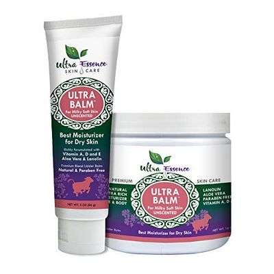 Ultra Balm Daily Moisturizer For Dry Itchy Skin, Psoriasis and Eczema Relief That Contains Lanolin, Vitamins A, D &amp; E, Aloe Vera, To Moisturize Face, Body, Dry Hands &amp; Cracked Heels (Unscented)