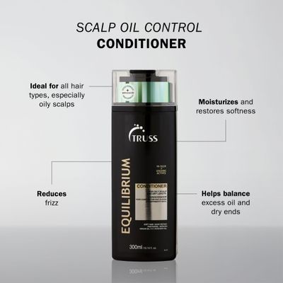 TRUSS Equilibrium Hair Conditioner - Powerful Hair Repair in a Hydrating Conditioner for Damaged Hair - Reduce Excess Oil While Strengthening + Detangling Strands - (300 ml)