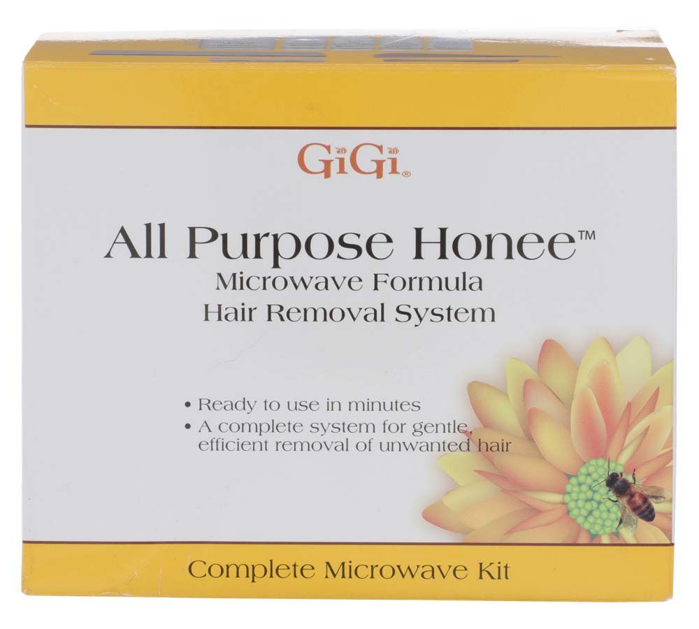 GiGi All Purpose Honee Microwave Kit for Hair Removal, Complete System for Salon &amp; At-Home Use, 8 oz Wax, Applicators &amp; Muslin Strips, Effective &amp; Gentle, 1-pack
