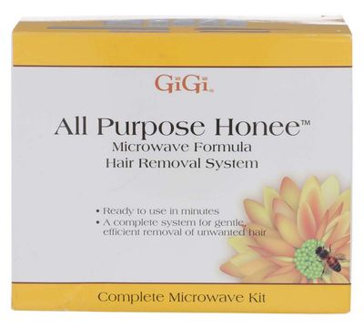 GiGi All Purpose Honee Microwave Kit for Hair Removal, Complete System for Salon &amp; At-Home Use, 8 oz Wax, Applicators &amp; Muslin Strips, Effective &amp; Gentle, 1-pack