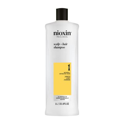 Nioxin Scalp + Hair Thickening System 1 Shampoo, For Natural Hair with Light Thinning, 33.8 fl oz (Packaging May Vary)