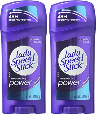 Lady Speed Stick Deodorant 2.3 Ounce Powder Fresh Invisi Dry (68ml) (2 Pack)