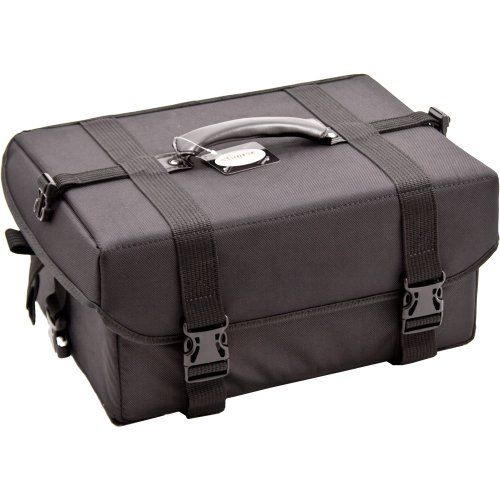 Sunrise Soft-Sided Professional Makeup Case with 4 Extendable Trays, Black Nylon