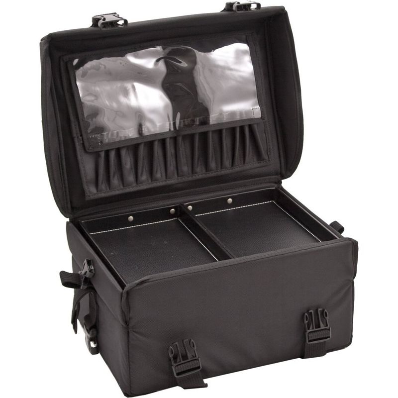 Sunrise Soft-Sided Professional Makeup Case with 4 Extendable Trays, Black Nylon