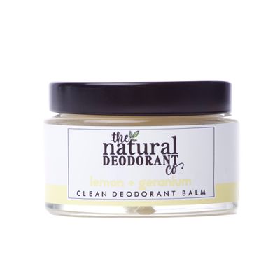 The Natural Deodorant Co, Clean Deodorant Balm Lemon &amp; Geranium 55g, Aluminium Free, Plastic Free, All Day Protection