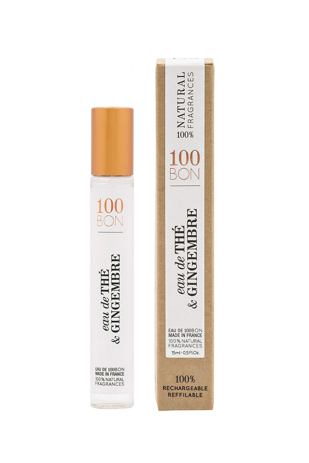 100BON Eau De The &amp; Gingembre - Tea &amp; Ginger Fragrance for Women &amp; Men - Energizing Organic Fragrance - Sweet, Citrus &amp; Spicy Notes Fragrance - 100% Natural Fragrance Spray, 0.5 Fl Oz