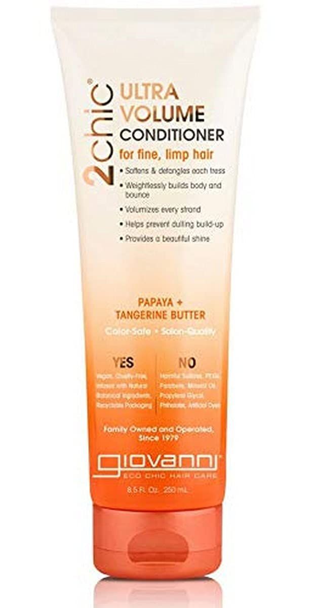 GIOVANNI 2chic Ultra-Volume Conditioner - Daily Volumizing Formula with Papaya &amp; Tangerine Butter, Promotes Weightless Control for Thin Hair, No Parabens, Color Safe - 8.5 oz