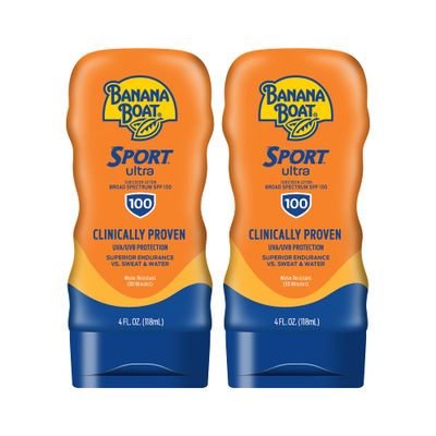 Banana Boat Sport Ultra SPF 100 Sunscreen Lotion, 4oz | Banana Boat Sunscreen Lotion SPF 100, Banana Boat Sunscreen SPF 100 Lotion, High SPF Sunscreen Pack SPF 100, 4oz each Twin Pack