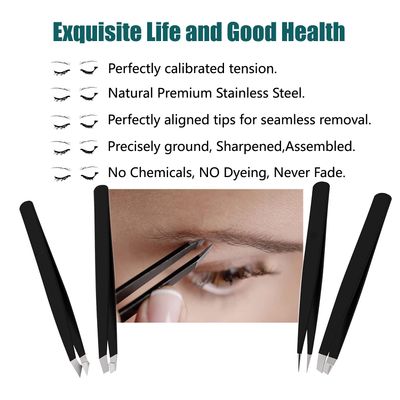 LUDOUPIER [4+1 Pieces] Tweezers Set with Travel Case, Great Precision Upgrade Professional Anti-rust Alloy Tweezers for Women &amp; Men, Multi-purpose as Eyebrows Facial Hair Ingrown Hair Removal