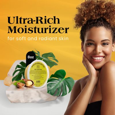 RA Cosmetic's 100% Natural Unrefined Yellow Shea Butter - Pure African Luxury Head-to-Toe Moisture Miracle for Radiant Skin and Luscious Hair - Sourced from Ghana, West Africa - 8oz Jar