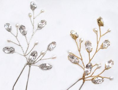 Kercisbeauty Handmade Wedding Hair Pins for Bride Crystal Pearl Hair Accessory Bridal Hair Dress Bobby Pins 3PCS (Silver)