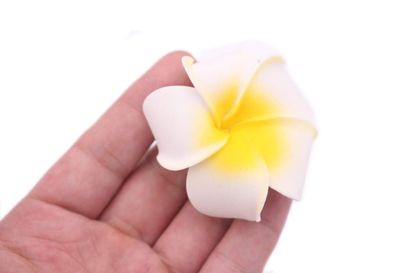 12PCS Women Girls 2.36" Hawaiian Hawaii Bohemia Style Plumeria Foam Flower Hair Clips Decoration Hair Barrette Hairpin For Bridal Wedding Party Beach Holiday (Yellow)
