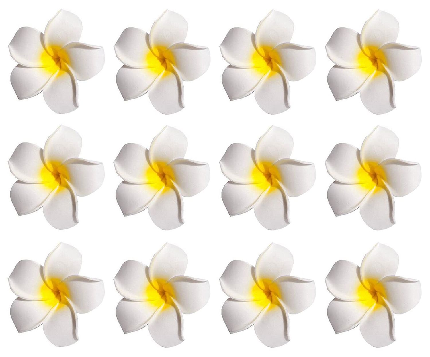 12PCS Women Girls 2.36&quot; Hawaiian Hawaii Bohemia Style Plumeria Foam Flower Hair Clips Decoration Hair Barrette Hairpin For Bridal Wedding Party Beach Holiday (Yellow)
