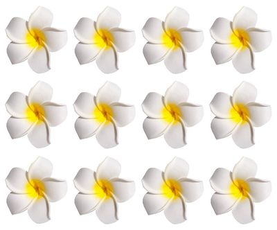 12PCS Women Girls 2.36&quot; Hawaiian Hawaii Bohemia Style Plumeria Foam Flower Hair Clips Decoration Hair Barrette Hairpin For Bridal Wedding Party Beach Holiday (Yellow)