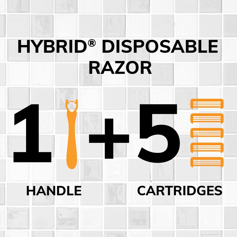 BIC Flex 3 Hybrid Disposable Razors for Men, Long-lasting 3-Blade Razors With Slim Head for Precision Shaving, 1 Handle and 5 Cartridges, 6 Piece Shaving Kit