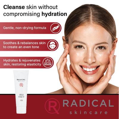 Radical Skincare Hydrating Cleanser- Non-Drying, Gentle Formula | For All Skin Types | Paraben &amp; Cruelty Free (4 Fl Oz)