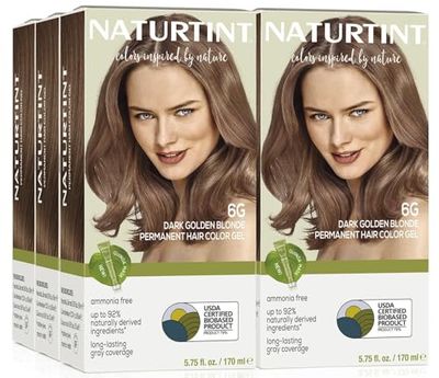 Naturtint 6G Dark Golden Blonde Permanent Hair Color (Pack of 6), Ammonia Free, Vegan, Cruelty Free, up to 100% Gray Coverage, Long Lasting Results (Packaging may vary)