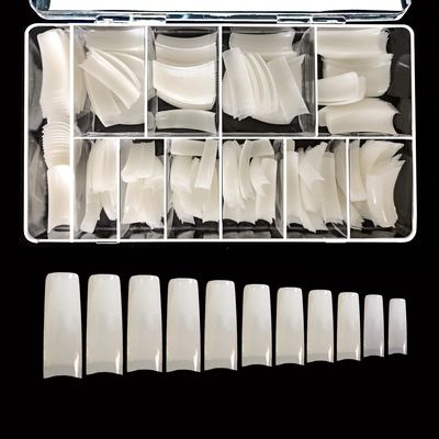 VIVACE Natural Half Moon 550 Acrylic False Fake Gel Nail Tips 11Sizes With Clear Plastic Case for Nail Salon Nail Shop (Natural Half Moon)