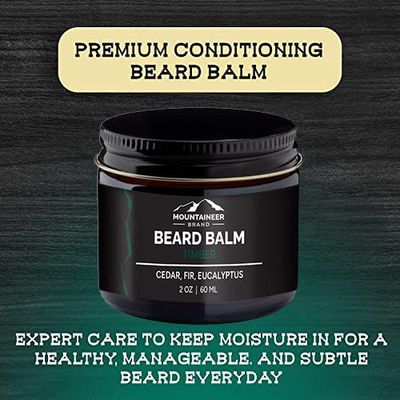 Mountaineer Brand Beard Balm for Men | All Natural Leave-In Conditioner to Moisturize Dry Itchy Skin | Beard Butter Hydrates, Softens and Tames Flyaway Hair | Adds Shine | Timber Scent 2oz