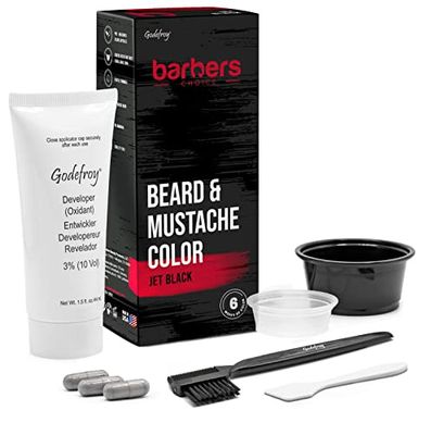 Godefroy Barbers Choice 3 Application Beard and Mustache Dye For Men, 6 weeks of Cover For Gray Facial Hair, Jet Black