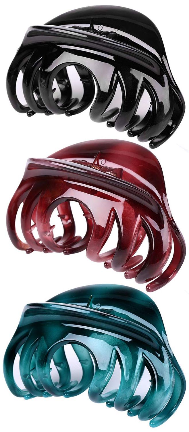 Fashion &amp; Lifestyle 3 Pack 4-inch Large Hair Claws Jaw Clips for Women and Girls - Pretty Strong Clamp Non-Slip Barrettes Hair Updo Grips Bath Accessories for Thick Hair