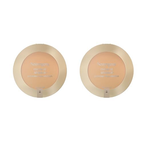 Neutrogena Mineral Sheers Compact Powder Foundation, Lightweight &amp; Oil-Free Mineral Foundation, Fragrance-Free, Tan 80,.34 oz (Pack of 2)