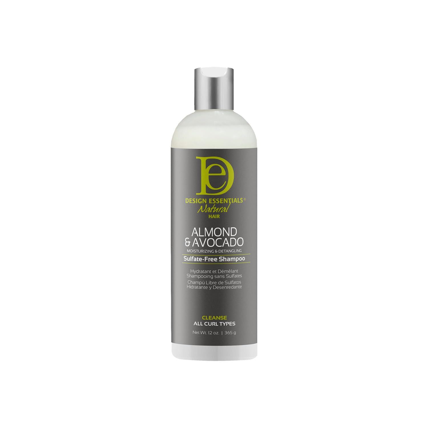 Design Essentials Natural Almond &amp; Avocado Moisturizing &amp; Detangling Sulfate-Free Shampoo, 12 Ounce