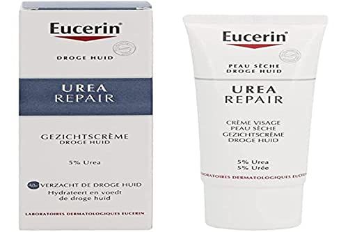 Eucerin 5% Urea Smoothing Face Cream, 50ml - Hydrating Moisturizer for Dry Skin, Dye-Free, Adult