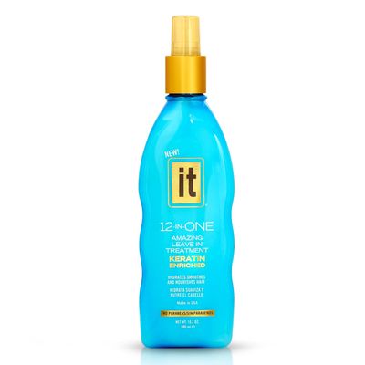 Freeze It 12-in-One Amazing Leave-in Hair Treatment Spray- Infused with Keratin, Borage Oil for Hydration, Smoothness, Nourishment - Strengthens, Protects Dry &amp; Damaged Hair