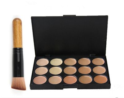 15 Colors Cream Contour Face Concealer Palette, FantasyDay Long Lasting Full Hydrating Coverage Conceals Corrects Foundation Camouflage Makeup Set for Correcting Dark Circles Acne Blemish + 1 Brush