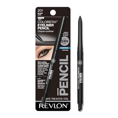 Revlon ColorStay Pencil Waterproof Eyeliner, Smudge-Proof, Eye Makeup with Built-In Sharpener, Packaging May Vary, 201 Black, 0.01 Oz