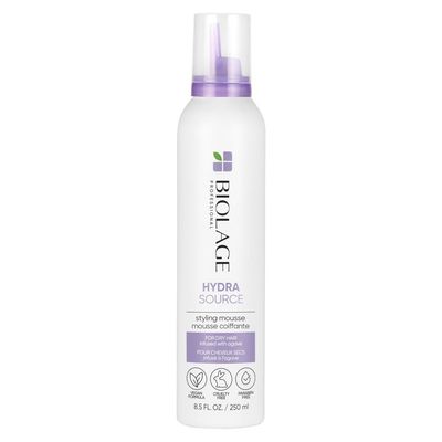 Biolage Hydra Source Styling Mousse | Provides Body &amp; Natural Movement | Medium Hold | For Dry Hair | Paraben-Free | Vegan | 8.5 Fl. Oz