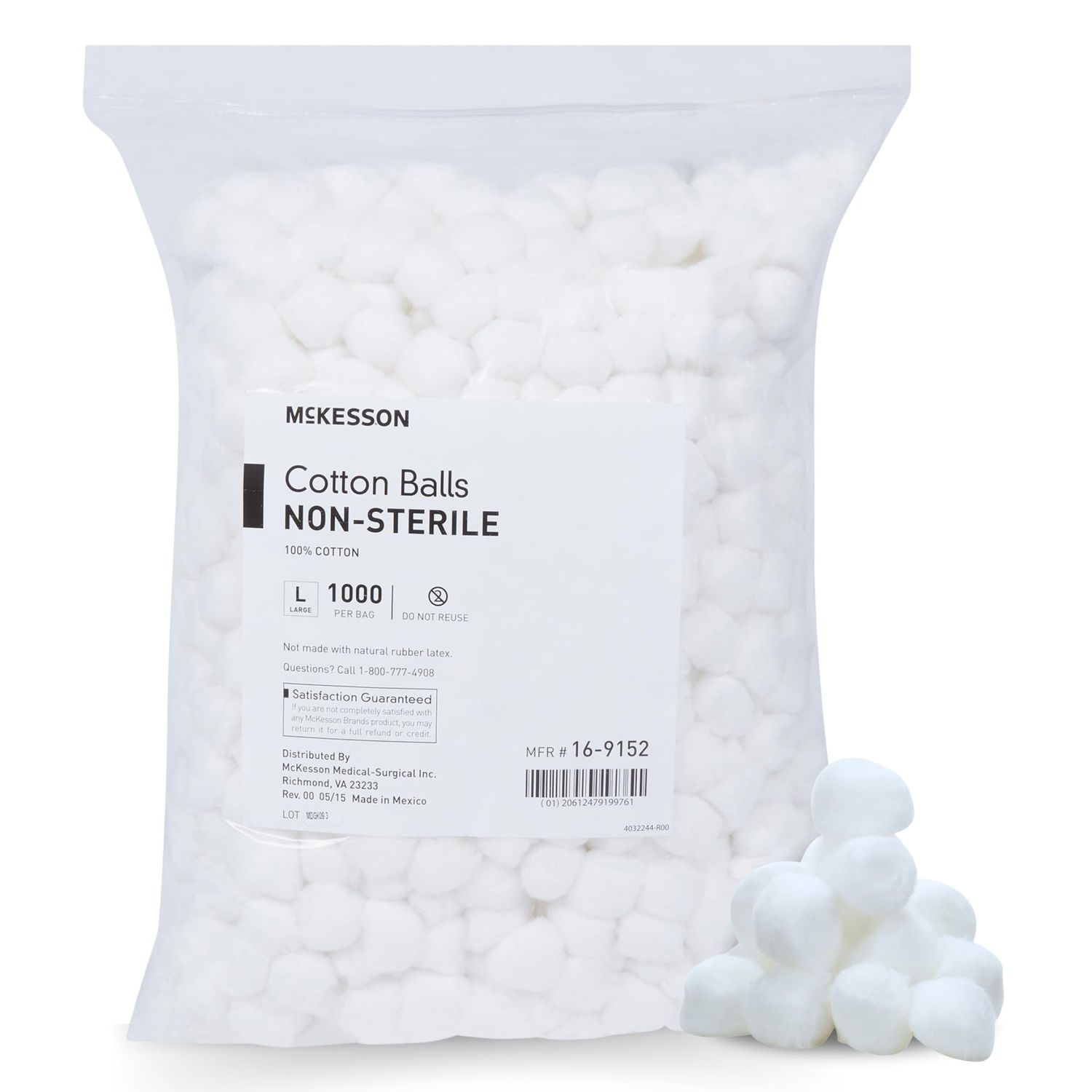 McKesson Cotton Balls [1000 Count] Bulk, 100% Pure Cotton Balls for Face, Nail Polish Remover, Makeup, Large Jumbo Size