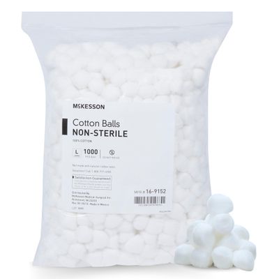 McKesson Cotton Balls [1000 Count] Bulk, 100% Pure Cotton Balls for Face, Nail Polish Remover, Makeup, Large Jumbo Size