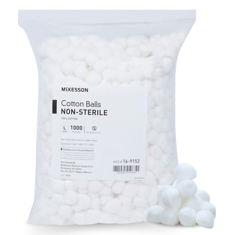 McKesson Cotton Balls [1000 Count] Bulk, 100% Pure Cotton Balls for Face, Nail Polish Remover, Makeup, Large Jumbo Size