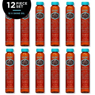 HASK Argan Repairing Hair Oil - 12 shine Oil Vials for shine and frizz control for all hair types, color safe, gluten-free, sulfate-free, paraben-free